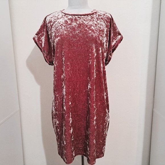 Forever 21 Velvet Dress Rose Pink Color Plus Size 0X Great Condition - Picture 1 of 11